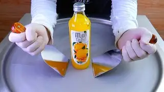 Mango drink ice cream rolls street food - ايس كريم رول عصير مانجو