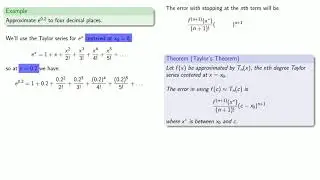 Remainder for Taylor Series