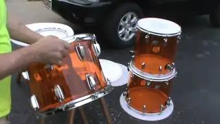 Ludwig Amber Vistalites Stacking Cracking Acrylic Drums