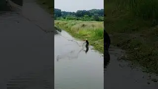 Simple Life After Rain | Fishing by a Small Village River 4k 🇧🇩 #short