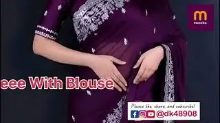 Fullvideo/Georgette Embroidered Elegant Purple Color Sreee With Blouse/ meesho