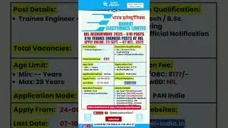 New BEL Recruitment 2025 | 610 Trainee Engineer Posts | BEL India Jobs | Apply Online #DailyJobHunt