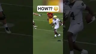 Every angle of Notre Dame RB Jeremiah Love&rsquo;s hurdle 🤯 #shorts