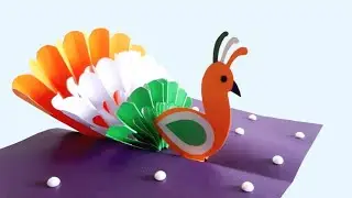 Greeting card idea for Independence Day/DIY-How to make Peacock Pop up card/Easy Tricolor card