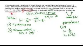 Quadratic function: marginal cost