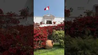 Museo Larco Museum in Lima Peru is housed in 18C vice-Royal building with bougainvillea all around