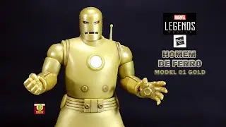 Homem de Ferro Marvel Legends Iron Man Retro Model 01 Gold Hasbro Action Figure Review