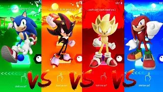 Sonic vs Shadow vs Super Sonic vs Knuckles | Tiles Hop Edm Rush