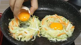 Quick breakfast with just cabbage, potatoes, carrots and eggs