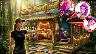 Found an Abandoned K Pop Demon Hunters Truck! Building a Secret Forest House & Hidden Bedroom ASMR