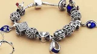 Pulseira Amo Berloque com Berloques em Azul Escuro