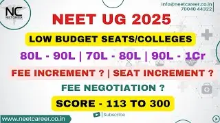 NEET PG 2025 🧑&zwj;⚕️ Low Budget Seats & States | Fee & Seats Increment | Score 113 to 300 #neetugcareer