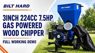 BILT HARD 224cc 7.5hp Gas Powered Wood Chipper with Tow Hitch