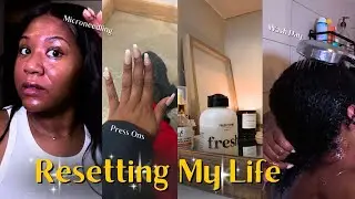A Post New Year Reset to Feel Refreshed | Wash Day + Press ons + microneedling