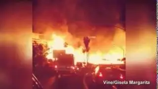 250 Firefighters battle blaze at LA...