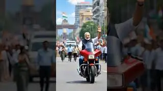 Modi bike driving #modi #bike #roadshow