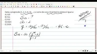 Dada a progressão (1, 2, 4, 8, 16, ...), a soma dos seus 10 primeiros termos é igual a: