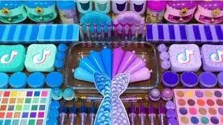 BLUE vs PURPLE TIKTOK ! Mixing Random Things into GLOSSY Slime World 