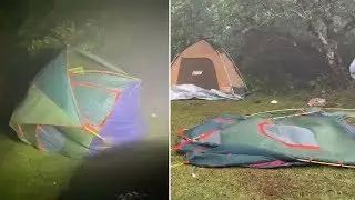 Unhappy Campers! Tents Blown Away By Howling Winds