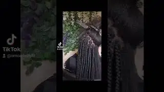 Chunky box braids with all back cornrows, made with navy blue and colour 1b expression hair