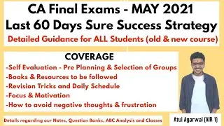 CA Final May 2021 - Last 60 Days Planning, Strategy & Guidance for All Students | AIR 1 Atul Agarwal