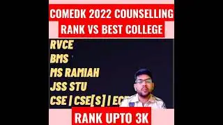 Comedk 2022 counselling| Rank vs best college & branch | Rank upto 3k  #comedk #rank #result #shorts