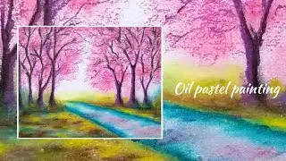 ♡ cherry blossom 1 🌺 oil pastel drawing