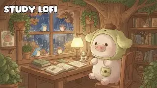 Study Lofi with Buri 🐷📖 | Cozy Rainy Night Lofi Beats for Focus & Reading