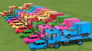 Mini Cooper Car vs Pickup Load with Trailer & Transport & Delivered In Fs22 | Farming Simulator 22 |