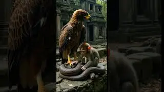 Eagle Stunned as Snake Traps Baby Monkey Near Forgotten Temple Ruins! #wildlife