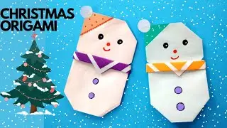 Origami snowman easy | Christmas Origami | How to make paper snowman