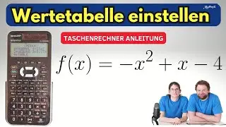 Wertetabelle Parabel/Quadratische Funktion: Funktionswert bestimmen mit Sharp EL-W550XG Anleitung