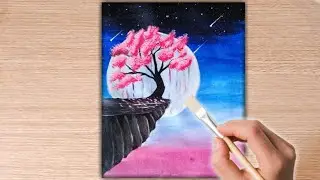 Moonlight night painting//Acrylic painting for beginners//Mahima art Life