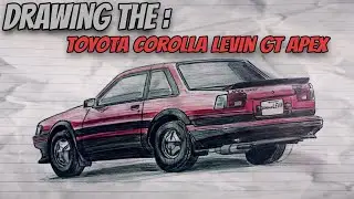Easy Car Drawing Anyone Can Try (Toyota Corolla Levin GT Apex)