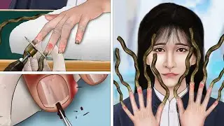 [ASMR Animation] Cleaning up Li Ziqi's super long nails and giving her nails a manicure