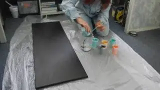 ( 049 ) Acrylic pouring 120cm x 40 cm negative space