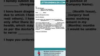 Resignation Letter Due to Health Reason