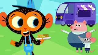 A Food Truck Goes To Mr. Monkey's Garage | Cartoon for Kids