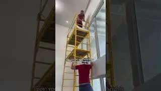 High Curtain installation #shorts #bigwindows #curtaininstallation #curtains #funnyvideo