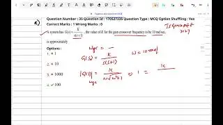TSGENCO AEE ELECTRICAL PAPER 2024 : Gain crossover frequency problem