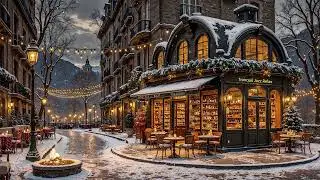 December Night at Winter Coffee Shop Ambience ❄️ Soothing & Elegant Jazz Music for Work,Study