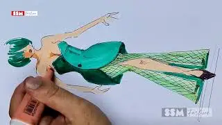 Runway Fashion Illustration &mdash; Green Gown Sketch Tutorial | SSM Fashion