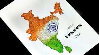 India Map Mandala Art | Tricolour Independence Day Special Drawing | How to draw mandala doodle art 
