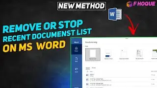 How to Remove Recent Documents List in MS Word | How to Stop Recent Documents List in MS Word |
