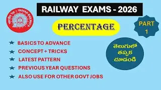 Percentage Basics to Advanced in Telugu, Percentage for Railway Group D in Telugu