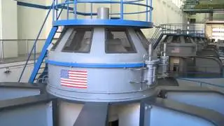 Power house at Shasta Dam, water rushes through 5 turbines at 75 mph.