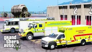 Новые аварийно-спасательные пожарные машины в аэропорту в GTA 5
