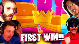 Youtubers FIRST Fall guys WIN! Feat. (Pewdiepie, Disguised Toast, DrDisrespect, Lazarbeam and More)