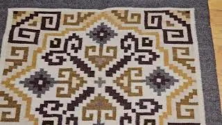 Vintage Native American Two Grey Hills Navajo Rug in Ivory, Brown, Gray, @thepersianknot , SKU 2154