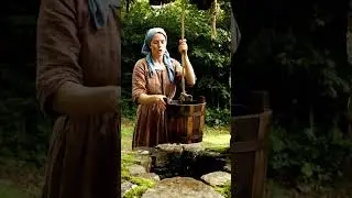 💧 Woman Drawing Water from Stone Well | Village Life ASMR 🌿 Rope & Splash Sounds